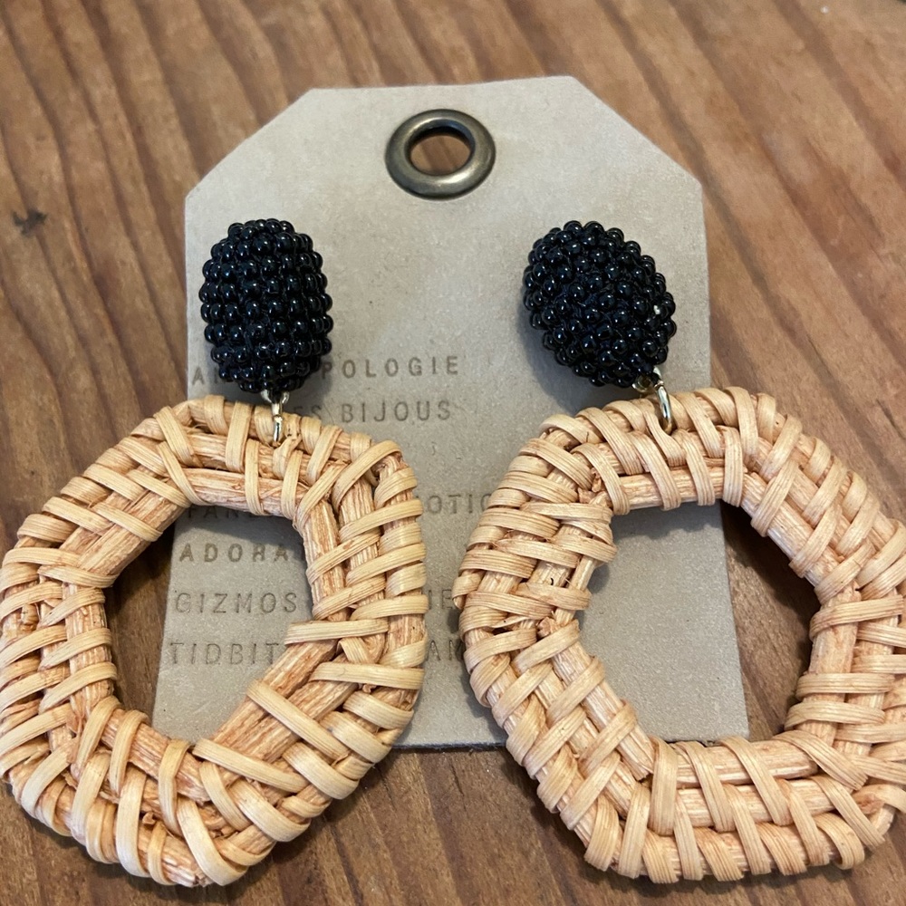 NWT Jana Wicker Drop Earrings Anthropologie - Picture 2 of 6